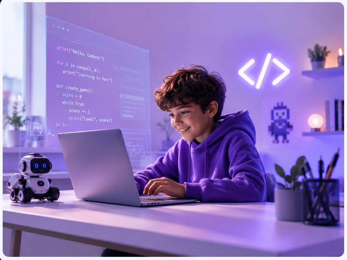 Children learning coding at a Code Cadets Saturday Club
